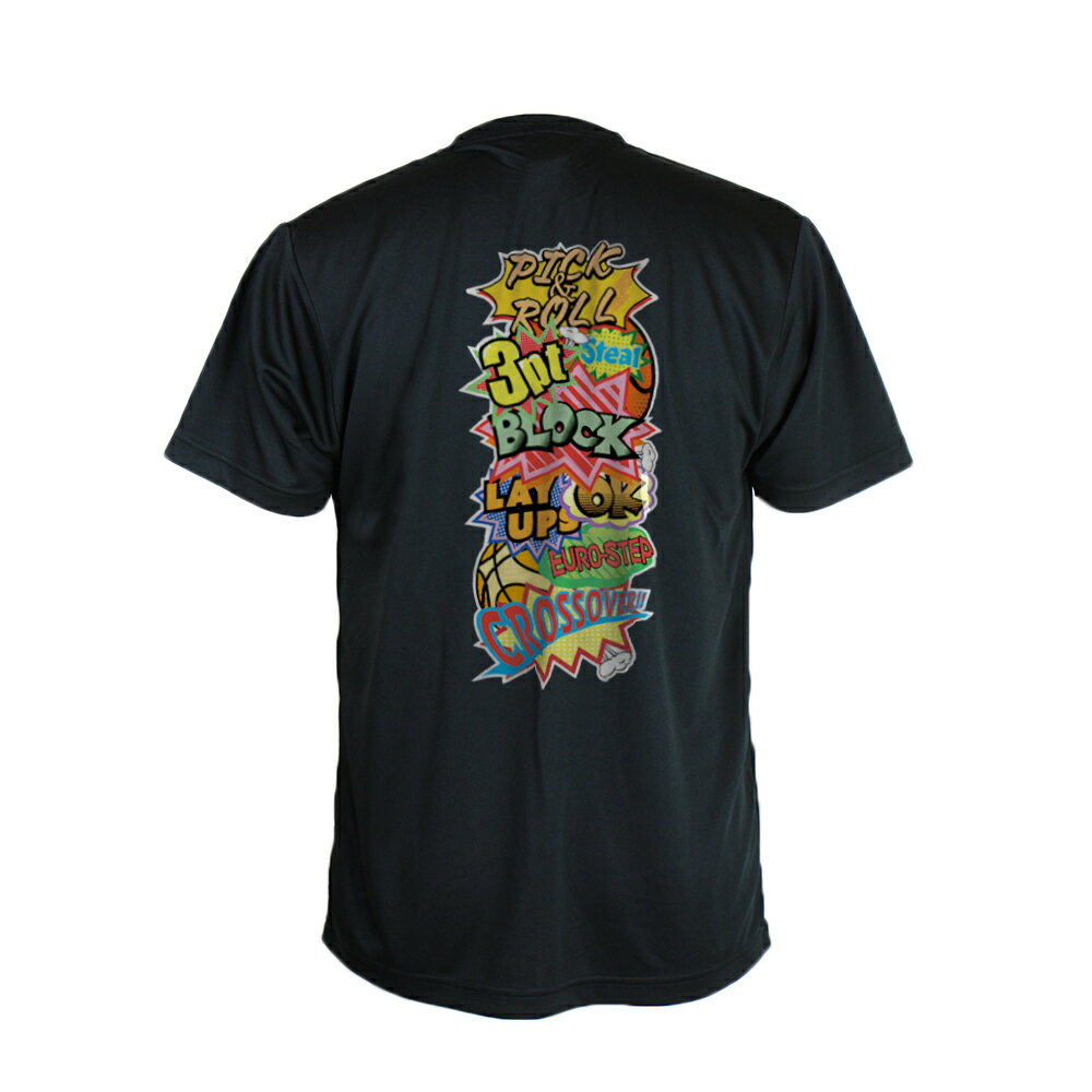 楽天SABスポーツバスケ Tシャツ ジュニア 「COMIC BOOK」 黒 半袖 練習着 （ノースアイランド） NORTHISLAND