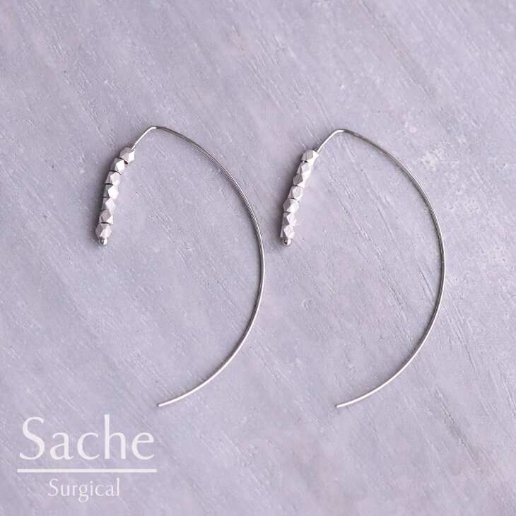 ピアス 金属アレルギー ラインピアス マットシルバー サシェ sache /商品名：【サージカルステンレスピアス】SOL