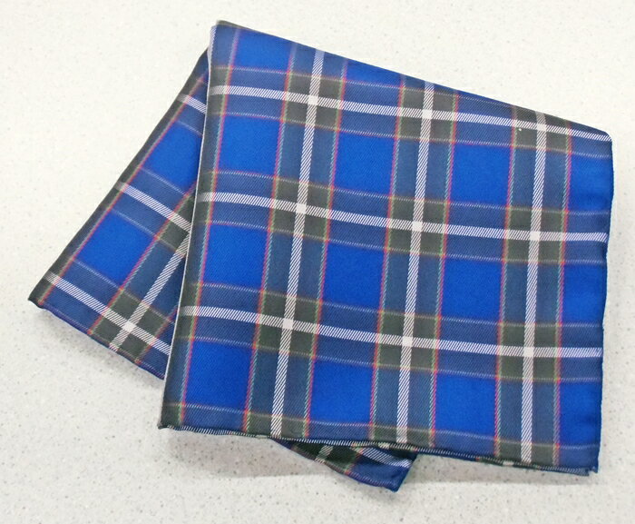 シルク(ポケットチーフ） 【メール便対象商品】 神戸タータン/KOBE TARTAN 先染めシルクポケットチーフ スクエアタイプ