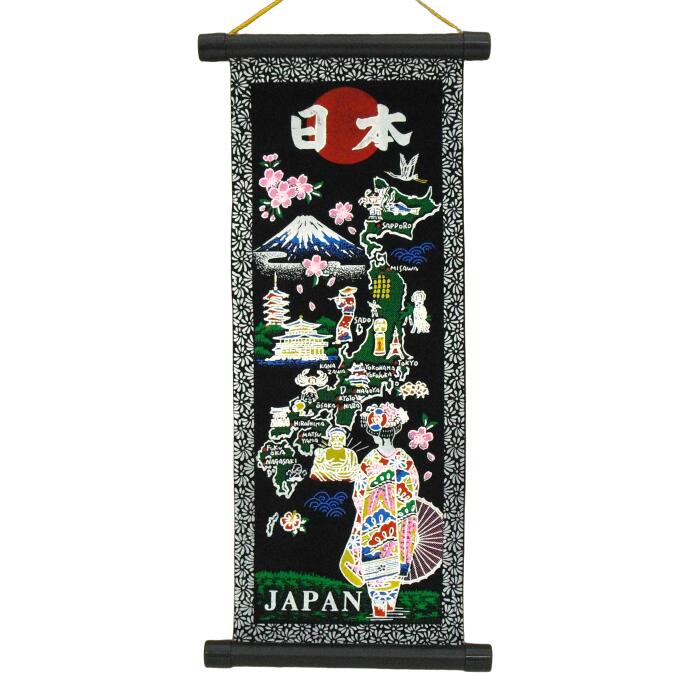 【日本のお土産】掛け軸 小サイズ(高さ約42cm)地図/舞妓