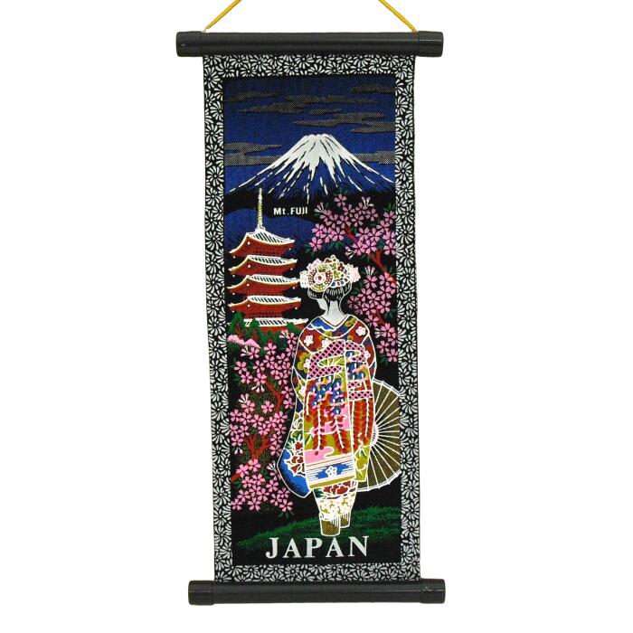 【日本のお土産】掛け軸 小サイズ(高さ約42cm)桜/舞妓