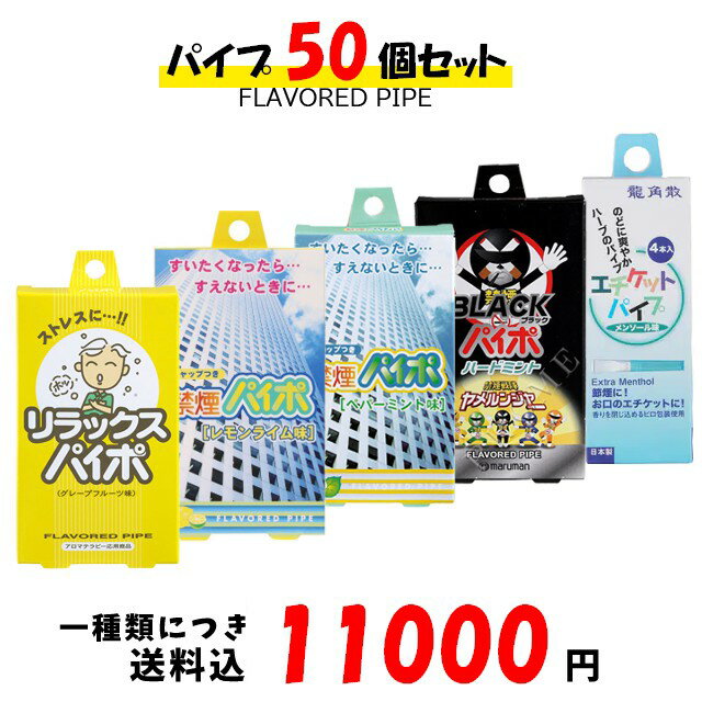 禁煙パイプ 【5％円OFFクーポン 5/18 00:00～5/21 09:59迄】リラックスパイポ｜禁煙パイポ レモンライム味｜禁煙パイポ ペパーミント味|ブラックパイポ|龍角散 メンソール味|50個セット！！一種類につき送料税込11,000円！paipo