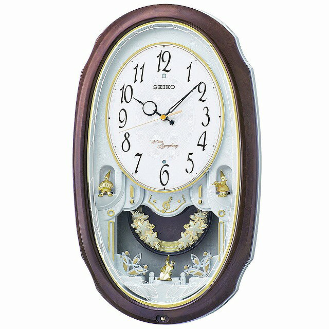 【最大2000円OFFクーポン11日(土)01:59迄】SEIKO CLOCK セイコー クロック AM260A 掛け時計 電波 アナログ 16曲 メロディ 飾り振り子 茶マーブル 模様 [2]