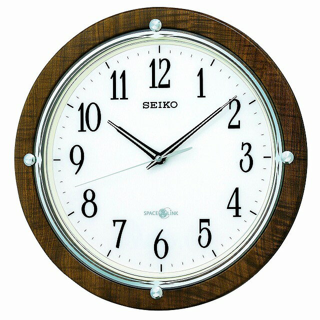 【最大2000円OFFクーポン 26日(金)01:59迄】SEIKO CLOCK セイコー クロック GP212B 掛け時計 衛星電波 アナログ SPACE LINK(スペースリンク) 茶木目模様 [2]