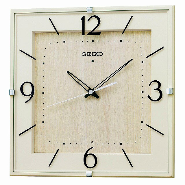 SEIKO CLOCK セイコー クロック KX398A 電波掛け時計 アナログ 四角型 アイボリー木目模様 [2]
