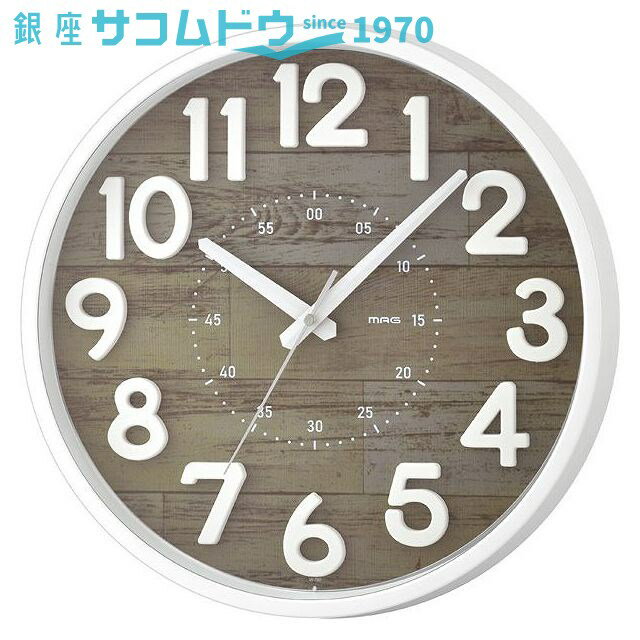 【最大2000円OFFクーポン16日(木)01:59迄】MAG マグ 掛け時計 クレープ 連続秒針 立体文字 W-760BR-Z