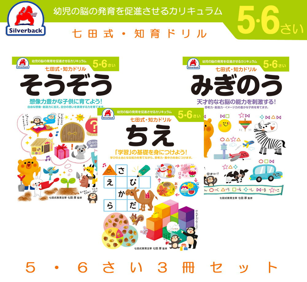 【5％円OFFクーポン 5/18 00:00～5/21 09:59迄】七田式 知力 ドリル 5歳 6歳 3冊セット そうぞう ちえ ..