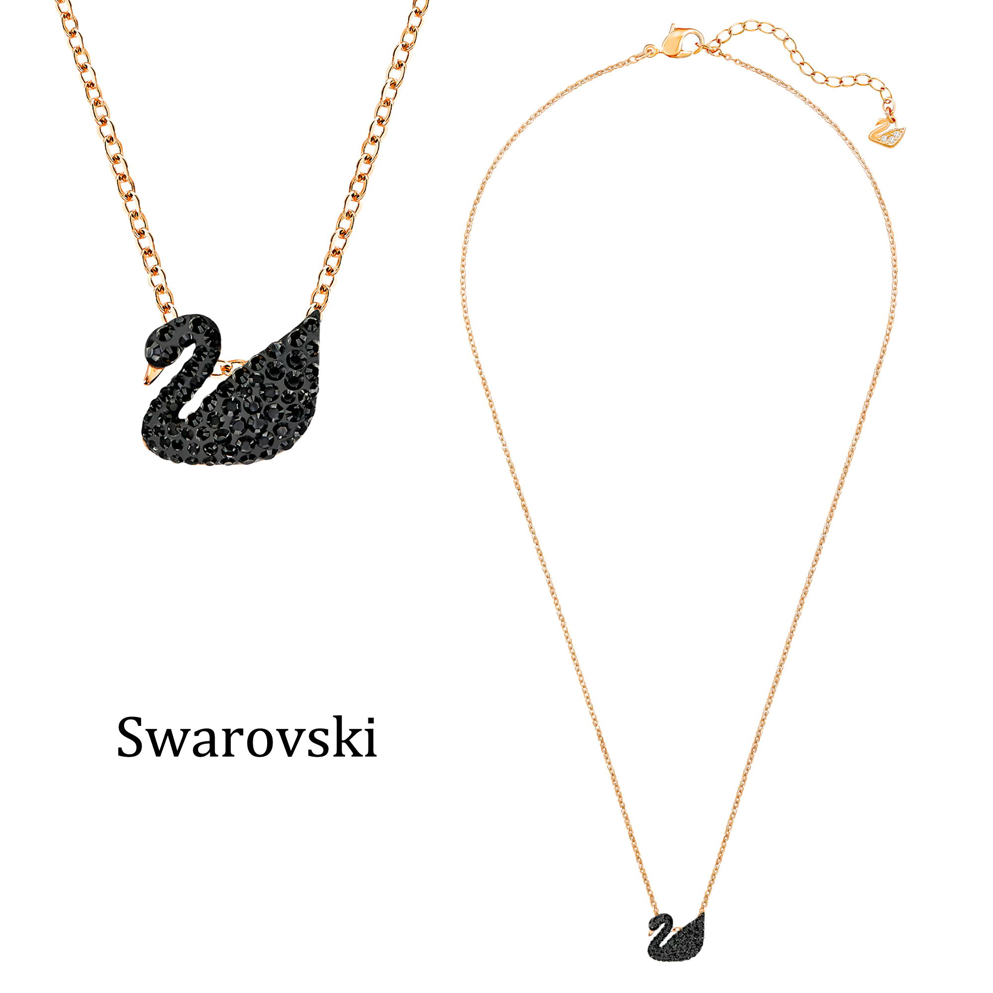 樂天商城 - 【最大2000円OFFクーポン16日(土)01:59迄】スワロフスキー ネックレス レディース SWAROVSKI Swan ペンダント 5204133 ブラック ローズゴールド アクセサリー