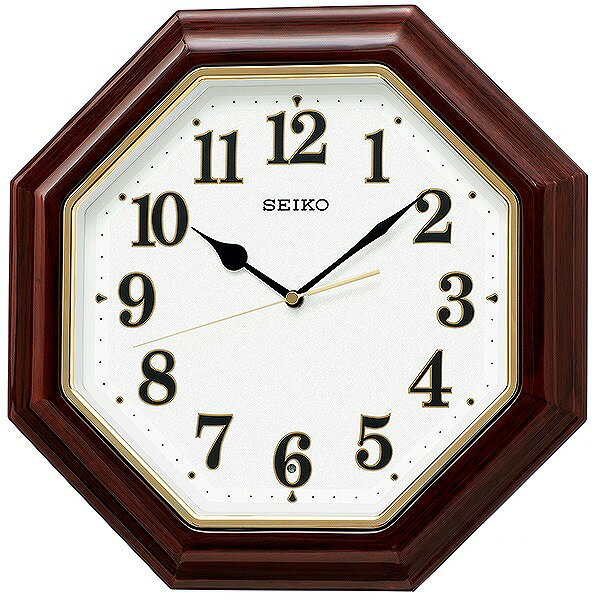 【最大2000円OFFクーポン11日(金)01:59迄】SEIKO CLOCK セイコー クロック KX251B 掛け時計 濃茶木地 電波 アナログ 八角型 木枠