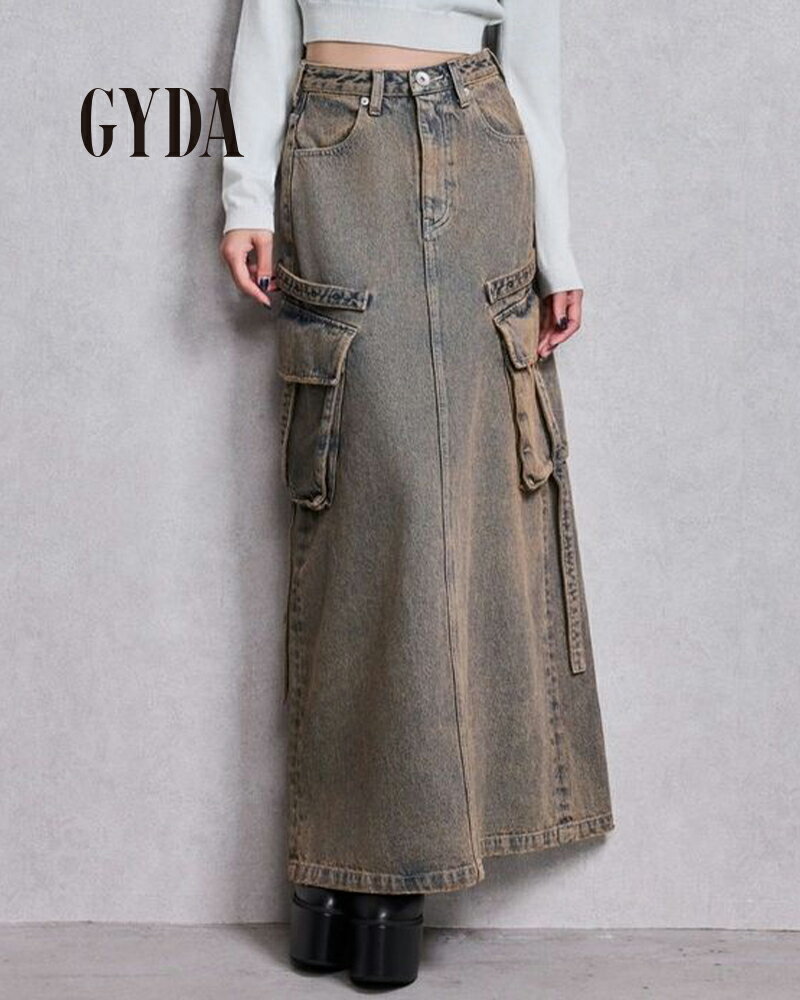 樂天商城 - GYDA ジェイダ ハイウエストG bijou CARGOデニムロングスカート 072612509001