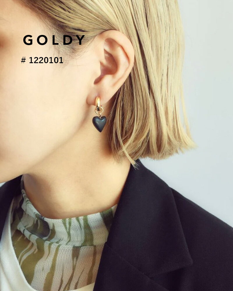 【現品限り】GOLDY ゴールディ シンセティック ストーン ハート ピアス 1220101 【メール便可】のサムネイル