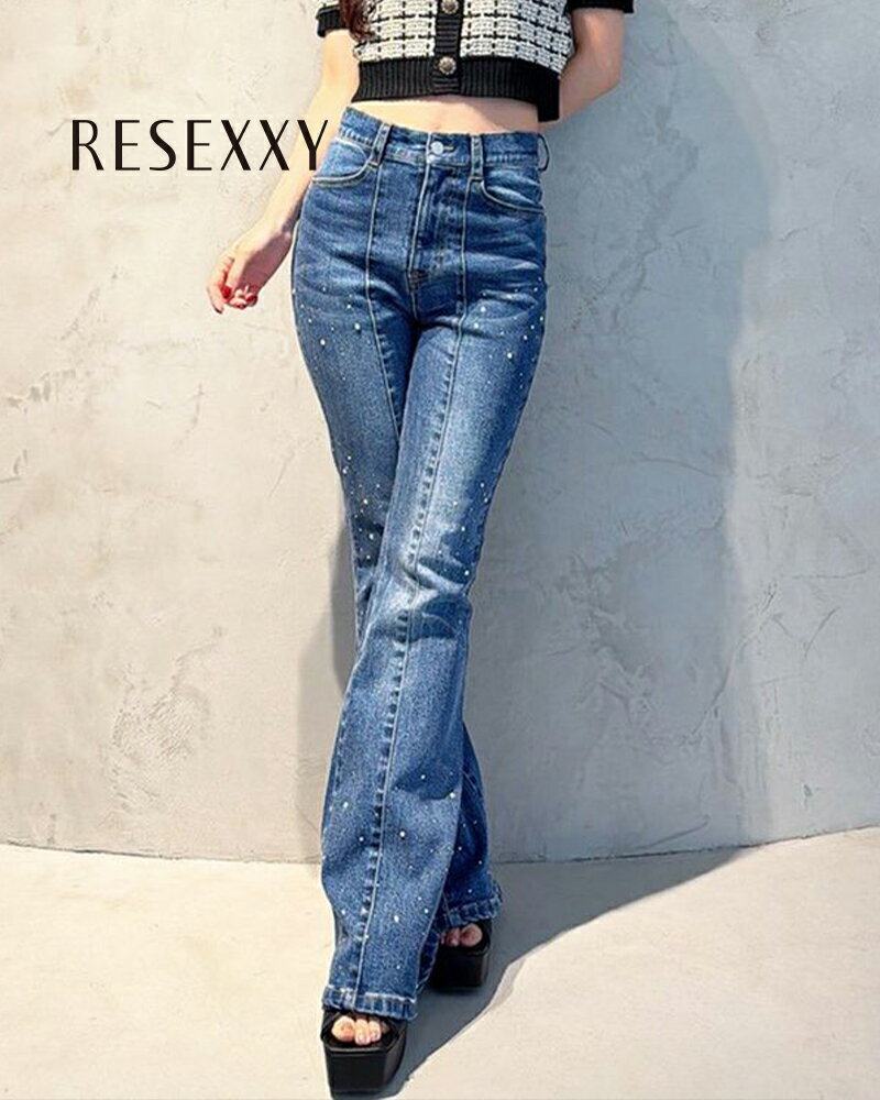 RESEXXY リゼクシー ラインストーンデニムパンツ 152632431001