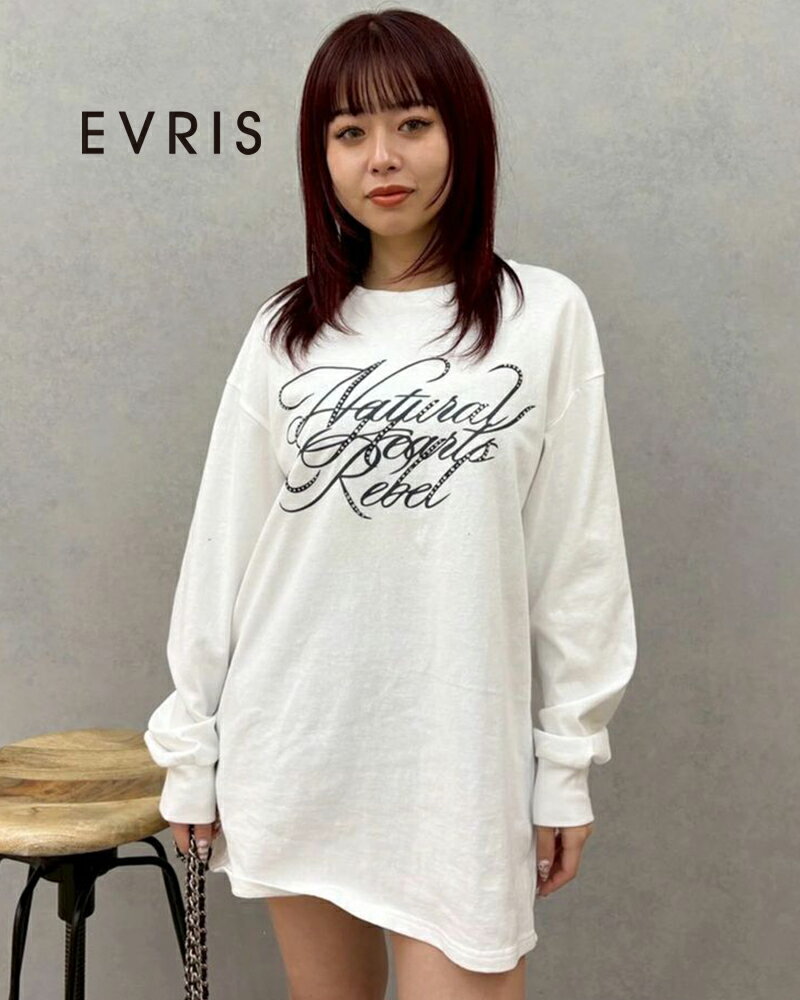 樂天商城 - EVRIS エヴリス オーバーサイズラインストーングラフィックロンT 372622700401