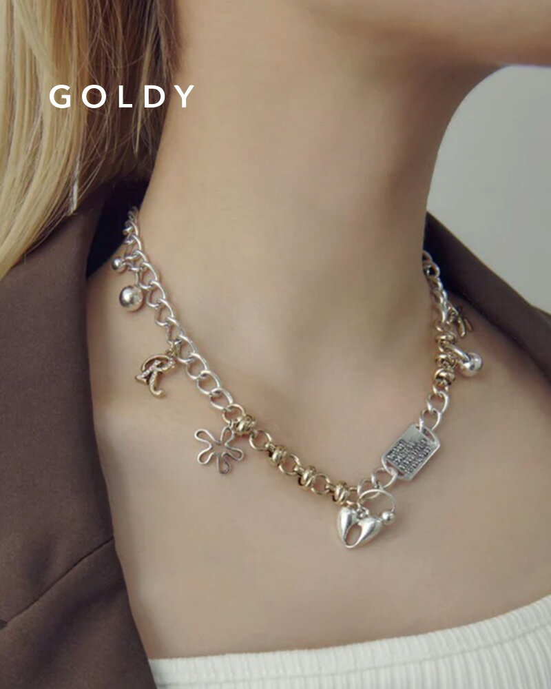 樂天商城 - GOLDY ゴールディ 3250501 goldy ミックス チャーム IDプレート ネックレス【メール便可】