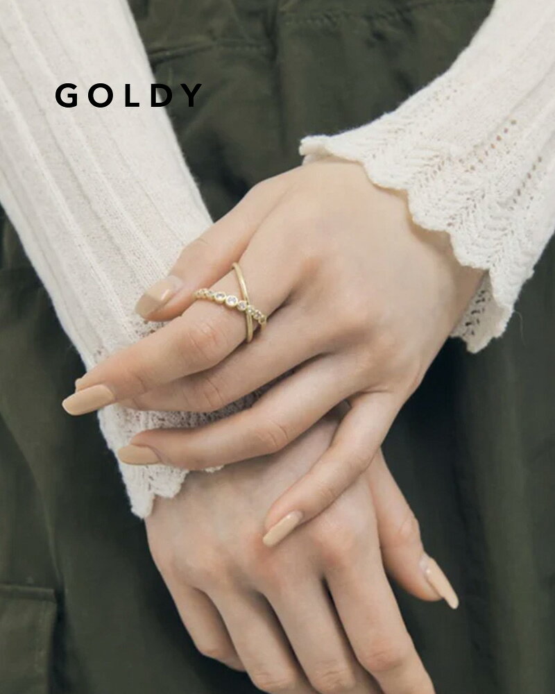 GOLDY ゴールディ ライン キュービックジルコニア ドループ リング 5250402【メール便可】