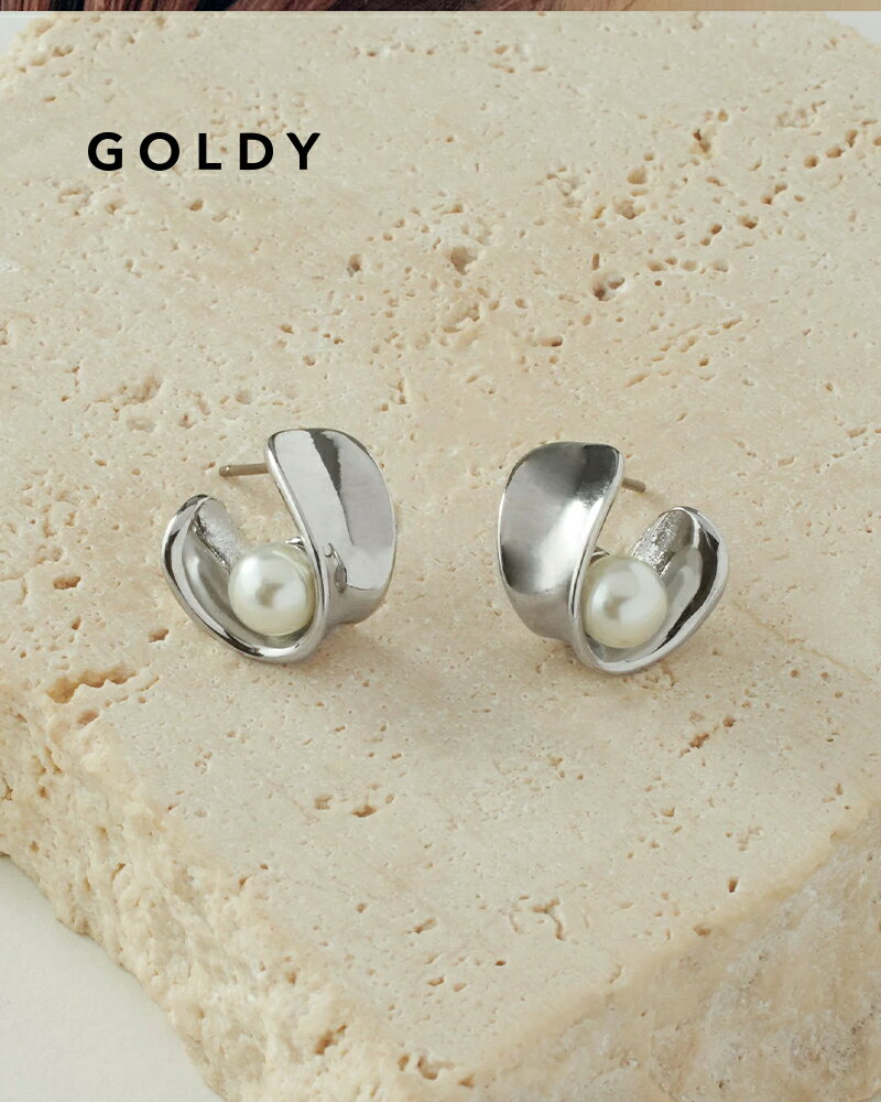 樂天商城 - GOLDY ゴールディ 1240208 goldy ツイスト プレート パール ピアス【メール便可】