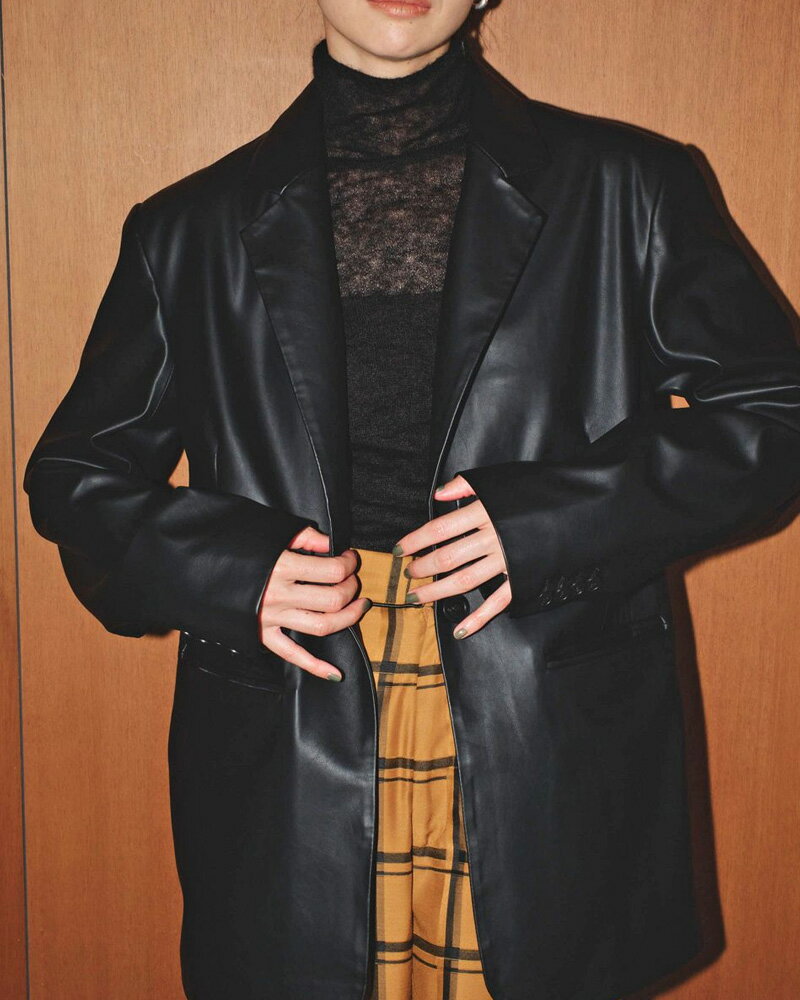 【予約受付中】【送料無料】Ecoleather Tailored Jacket/エコレザーテイラードジャケット/TODAYFUL/トゥデイフル/12410102のサムネイル