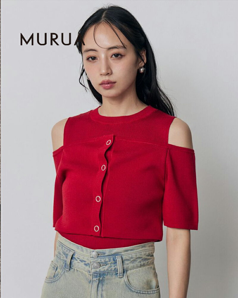 樂天商城 - MURUA ムルーア オフショルカーデドッキングニット 012632600501
