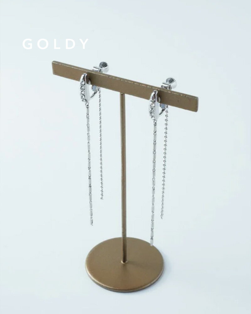 【現品限り】GOLDY ゴールディ ダブル ライン チェーン ビジュー ロング イヤリング 2240908【メール便..
