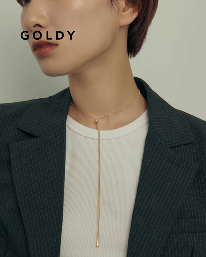 Yellow - GOLDY ゴールディ スリム ドロップ スライド ネックレス 3231211【メール便可】