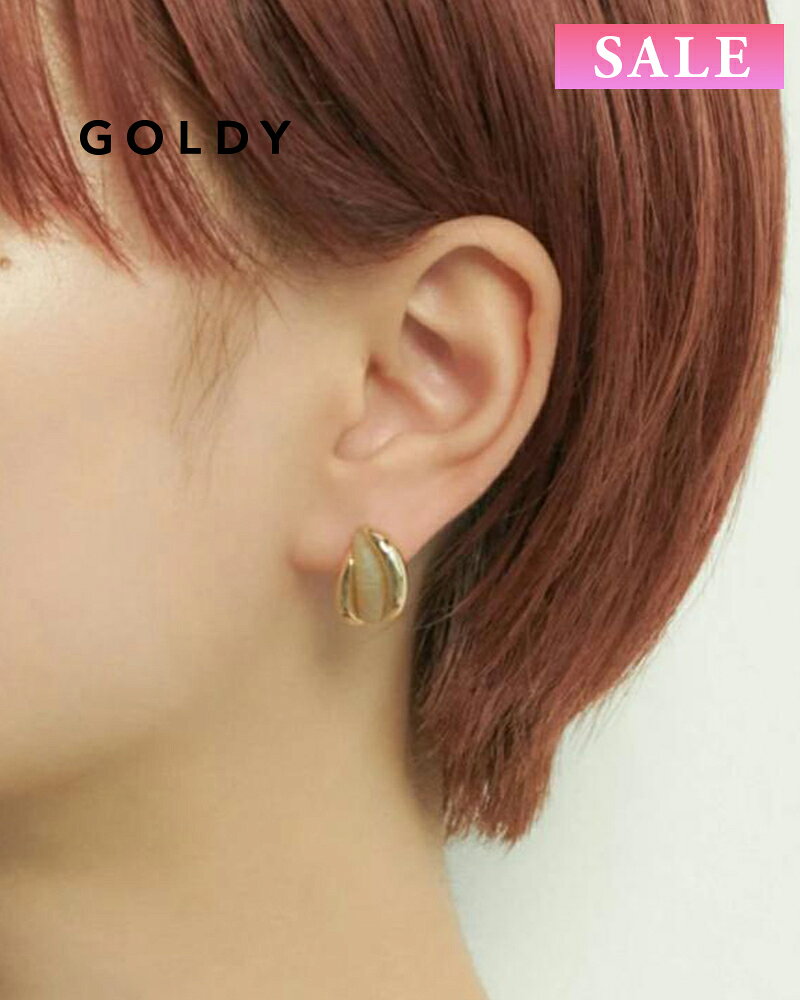 By Color - 【セール】GOLDY ゴールディ サイド メタル × マーブル ドロップ ピアス 1230908【メール便可】
