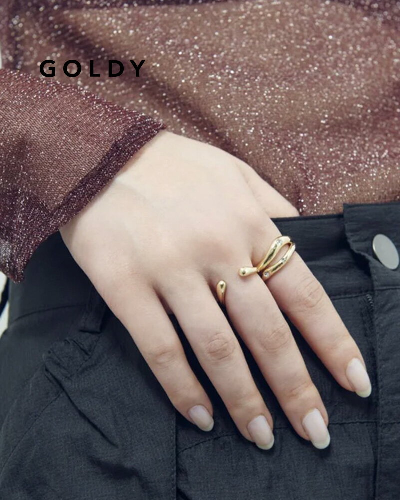 樂天商城 - GOLDY ゴールディ 5250204 goldy ビジュー ダブル ライン セット リング【メール便可】