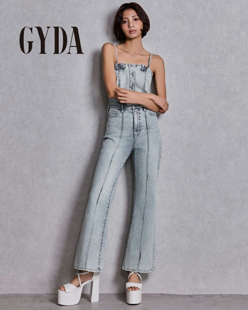 GYDA ジェイダ BACKリボンデニムロンパース 072610318101