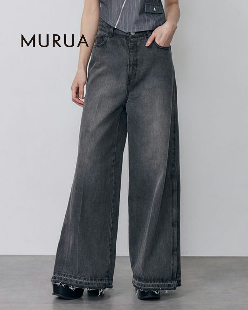 樂天商城 - MURUA ムルーア サイドZIPスリットワイドデニム 012622405101