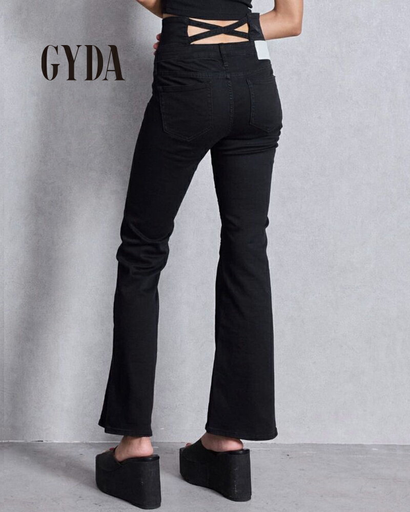 樂天商城 - GYDA ジェイダ ハイウエストBACKクロスフレアパンツ 072612401901