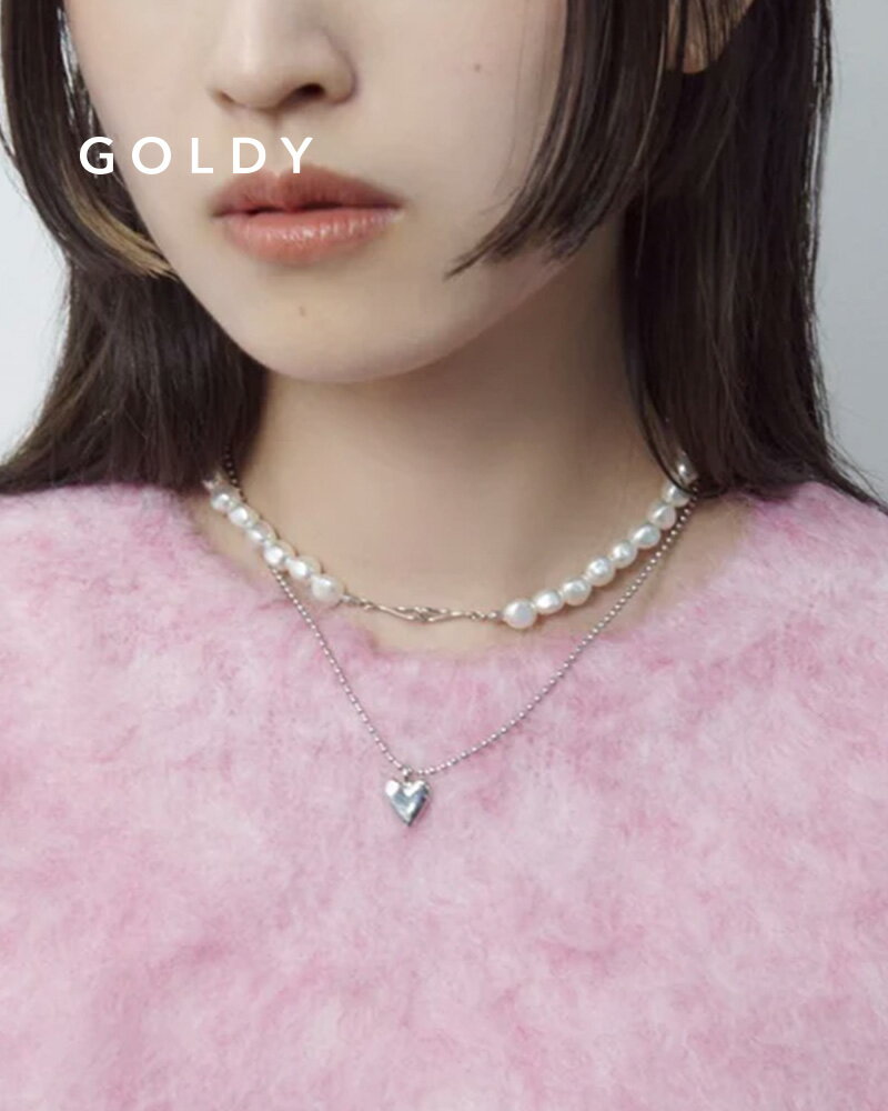 樂天商城 - GOLDY ゴールディ 3241204 goldy パール ライン × ハート レイヤード ネックレス【メール便可】