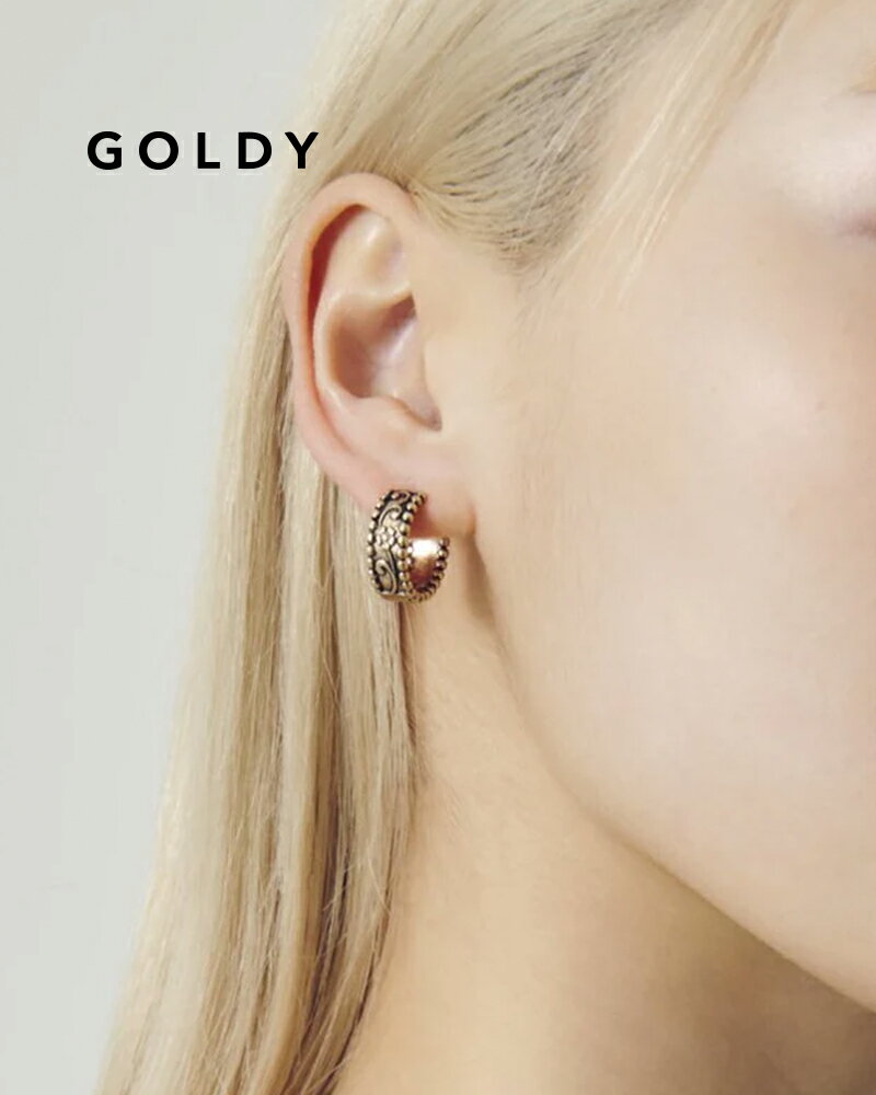 Rubellite - GOLDY ゴールディ ヴィンテージ シック エングレイヴ ワンタッチ ピアス 1250901【メール便可】