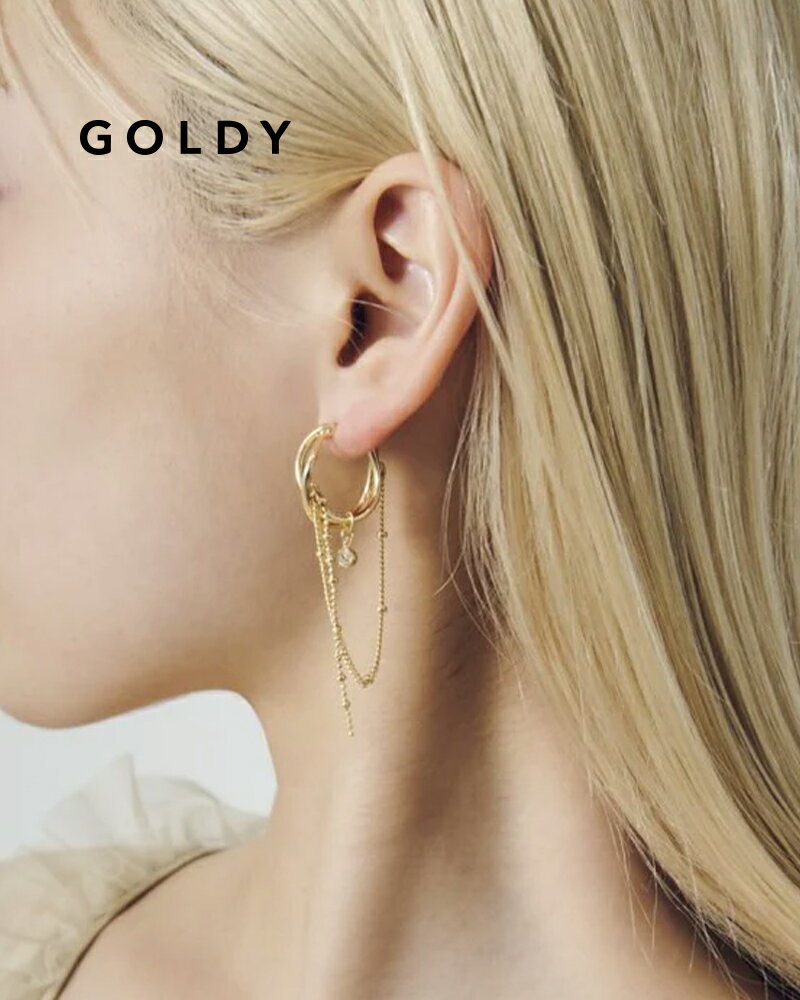 樂天商城 - GOLDY ゴールディ 1250906 goldy ハング マルチ チェーン ビジュー ピアス【メール便可】