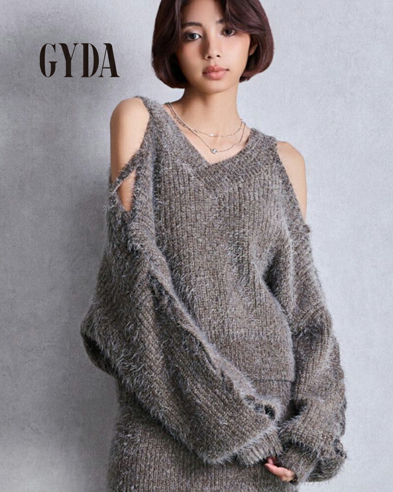 GYDA ジェイダ レースアップシャギーニットトップス 072542600301