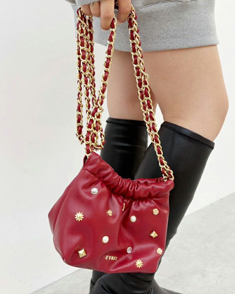 樂天商城 - EVRIS エヴリス スタッズチェーンミニショルダーBAG 372551900501