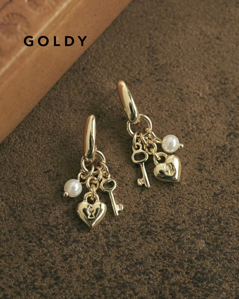 樂天商城 - GOLDY ゴールディ 1250803 goldy ハート キー チャーム ピアス【メール便可】