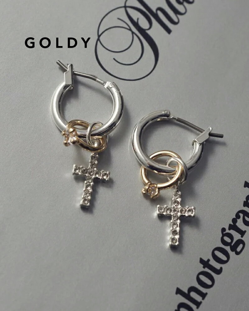 樂天商城 - GOLDY ゴールディ 1251110 goldy ビジュー × クロスモチーフ チャーム ピアス【メール便可】