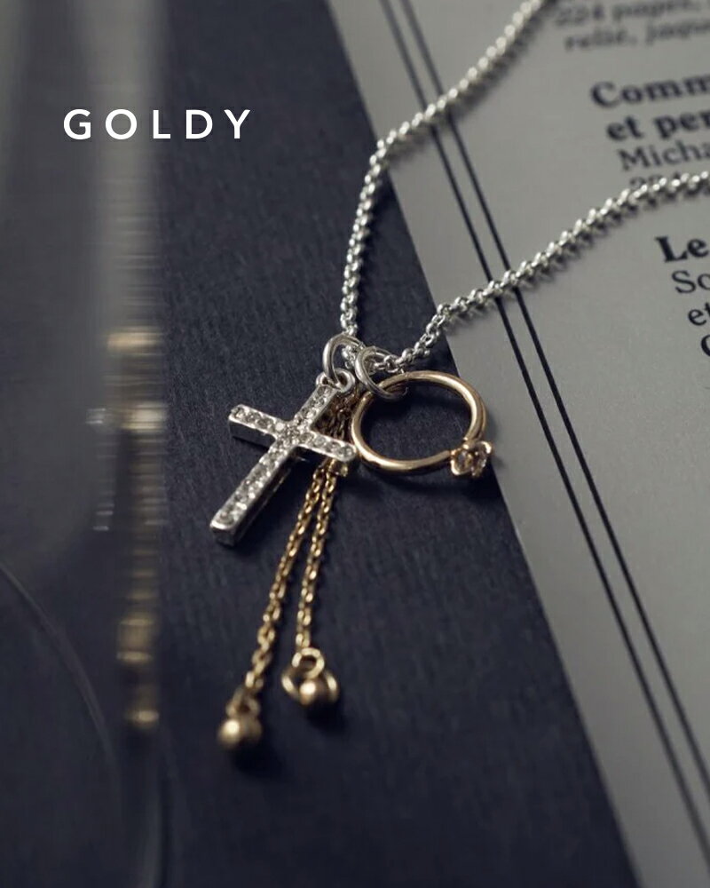 樂天商城 - GOLDY ゴールディ 3251105 goldy ビジュー × クロス モチーフ チャーム ネックレス【メール便可】