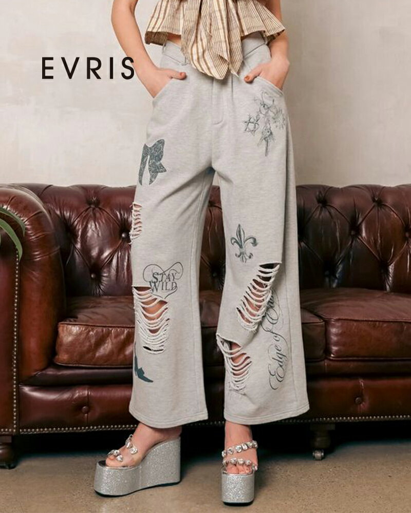 樂天商城 - EVRIS エヴリス グラフィックデザインワイドパンツ 372630701201