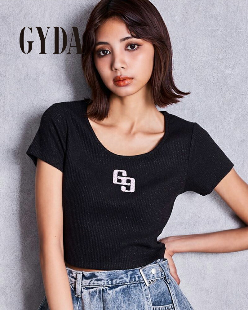 樂天商城 - GYDA ジェイダ GGロゴラインストーンラメテレコハーフスリーブトップス 072622772001