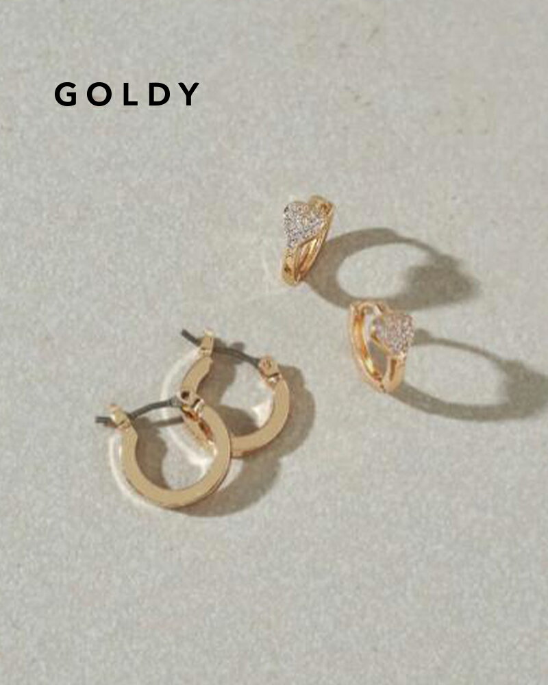 樂天商城 - GOLDY ゴールディ 1240407 goldy キュービックジルコニア ハート 2ペア ピアス【メール便可】