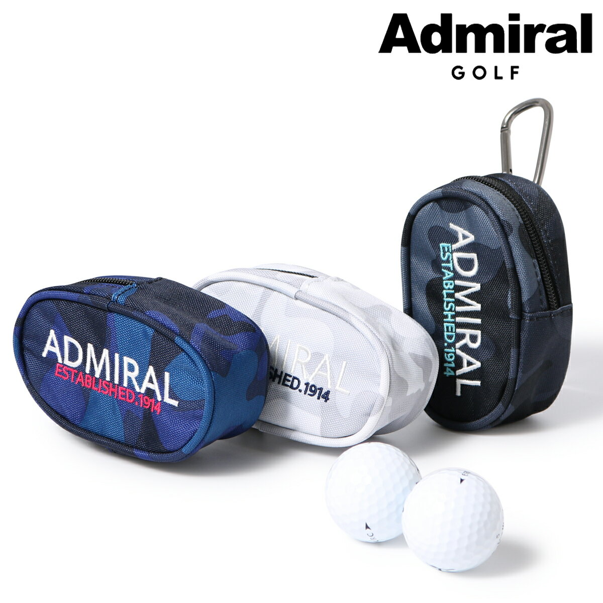アドミラル ゴルフ ポーチ ボールポーチ ボールケース ボールホルダー ラウンドポーチ カートポーチ ゴルフポーチ メンズ ADMG2AE1 Admiral | カラビナ付き