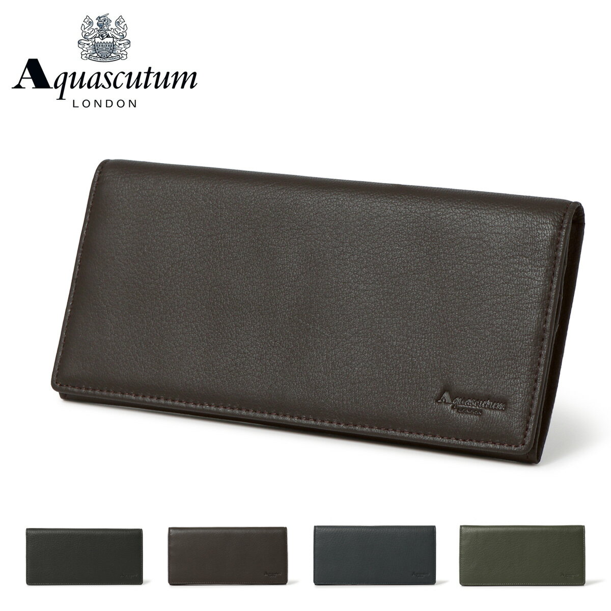 アクアスキュータム 長財布 かぶせ メンズ ブラッドフォード 11170122 Aquascutum｜小銭入れ無し 本革 レザー 鹿革 即日発送 DL10