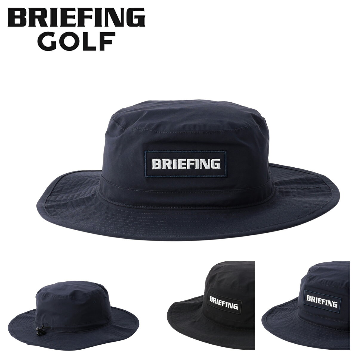 11/25限定!エントリーで10倍★ブリーフィング ゴルフ バケットハット メンズ 帽子 サイズ調節 ゴルフウェア 無地 シンプル ロゴ ウォータープルーフ ワ...