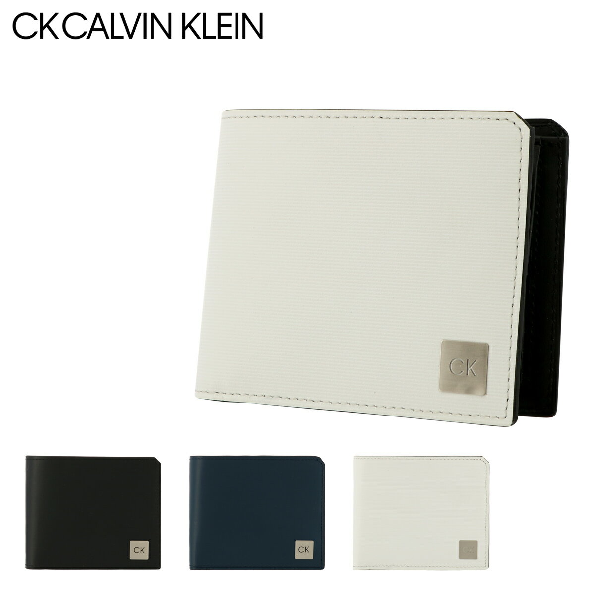 カルバン・クライン 革財布 メンズ シーケー カルバンクライン 二つ折り財布 本革 メンズ ボーダー 875603 CK CALVIN KLEIN | ミニ財布 牛革 レザー[春財布][即日発送][DL10]