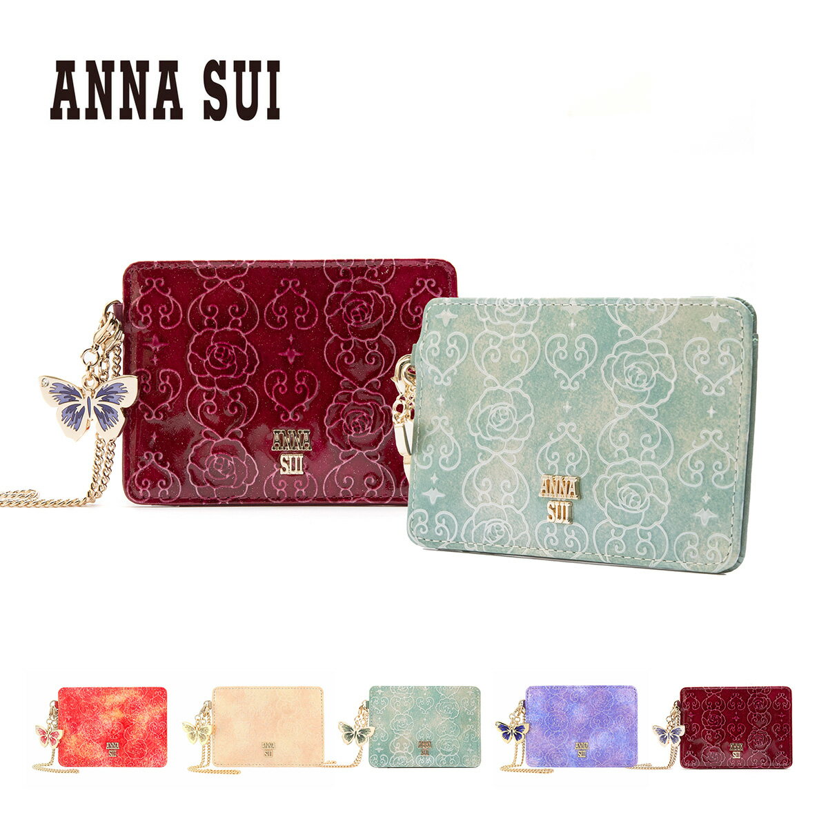 アナスイ パスケース ローズハート レディース 311633 ANNA SUI | ICカードケース 定期入れ 本革 レザー[bef][即日発送]