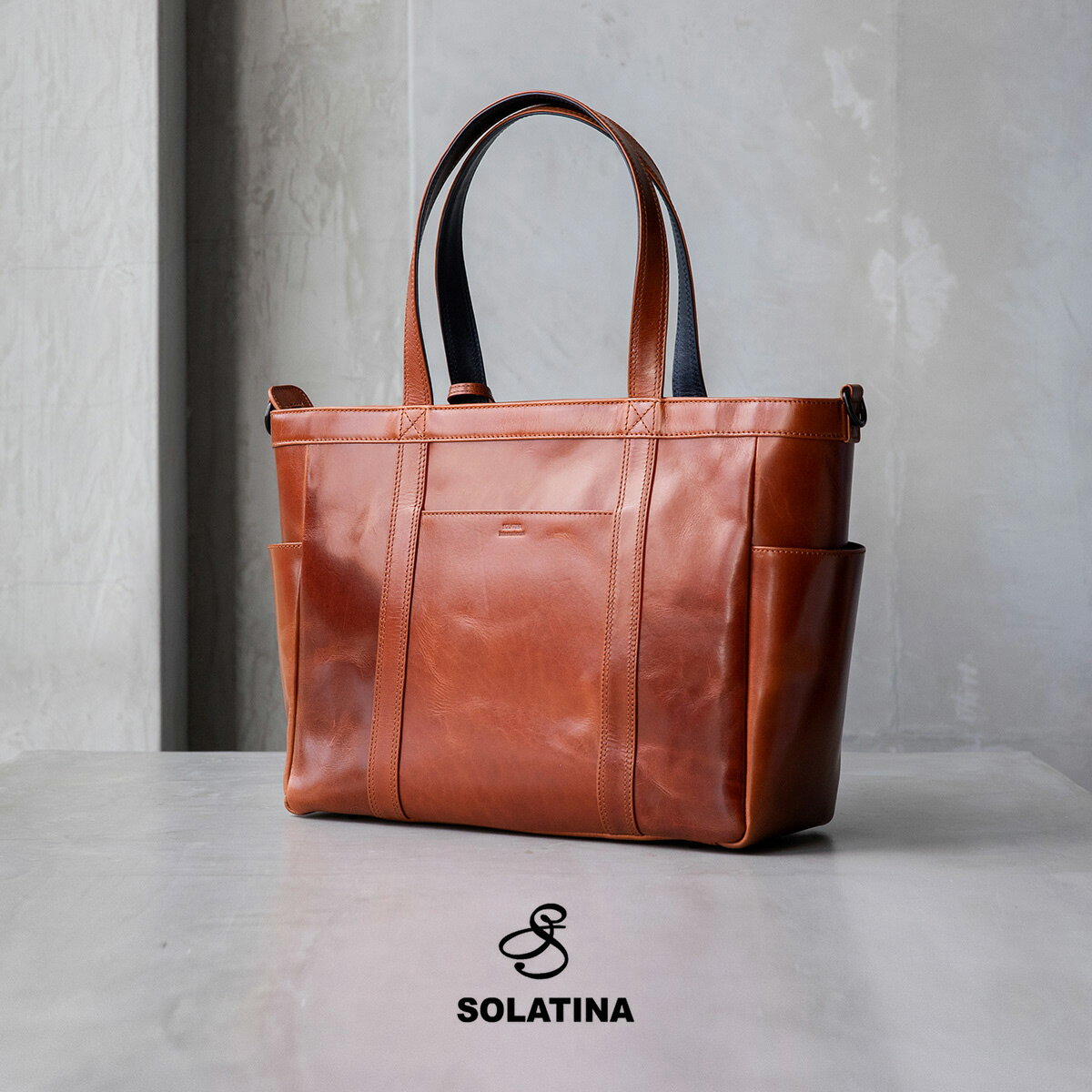 全品10倍★8/20(土)0時〜24H限定｜ソラチナ トートバッグ 2WAY A4 横型 メンズ SBG-00005 SOLATINA | ショルダーバッグ 牛革 本革 レザー [PO10][即日発送]