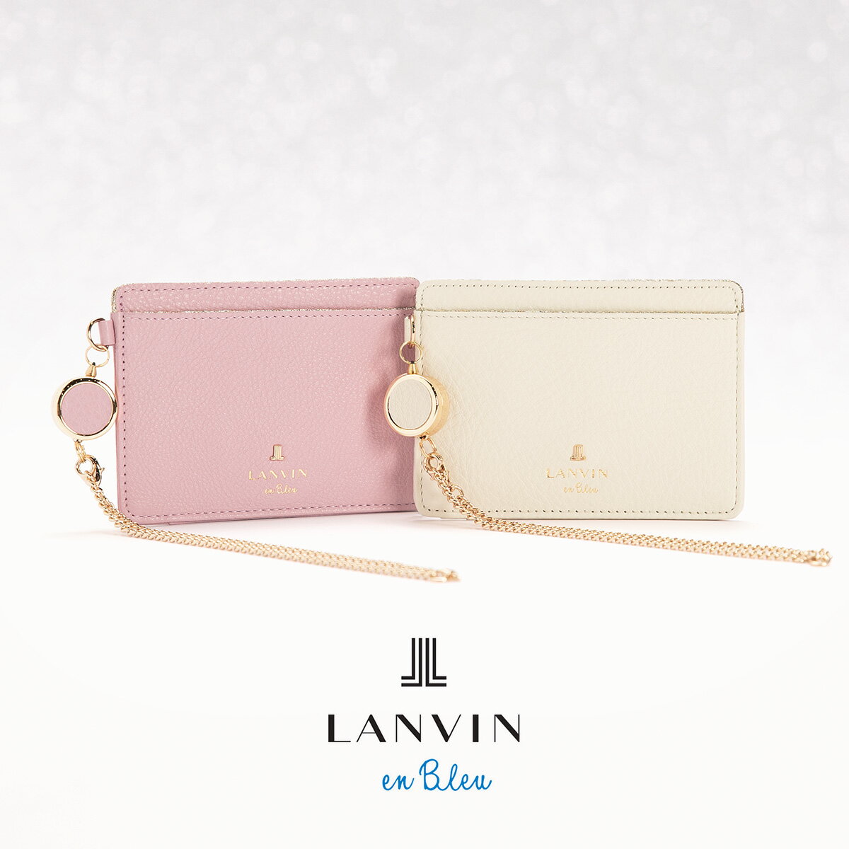 ランバンオンブルー パスケース リール付き 本革 レザー メラニー レディース 483226 LANVIN en Bleu | 定期入れ カードケース 牛革[即日発送]