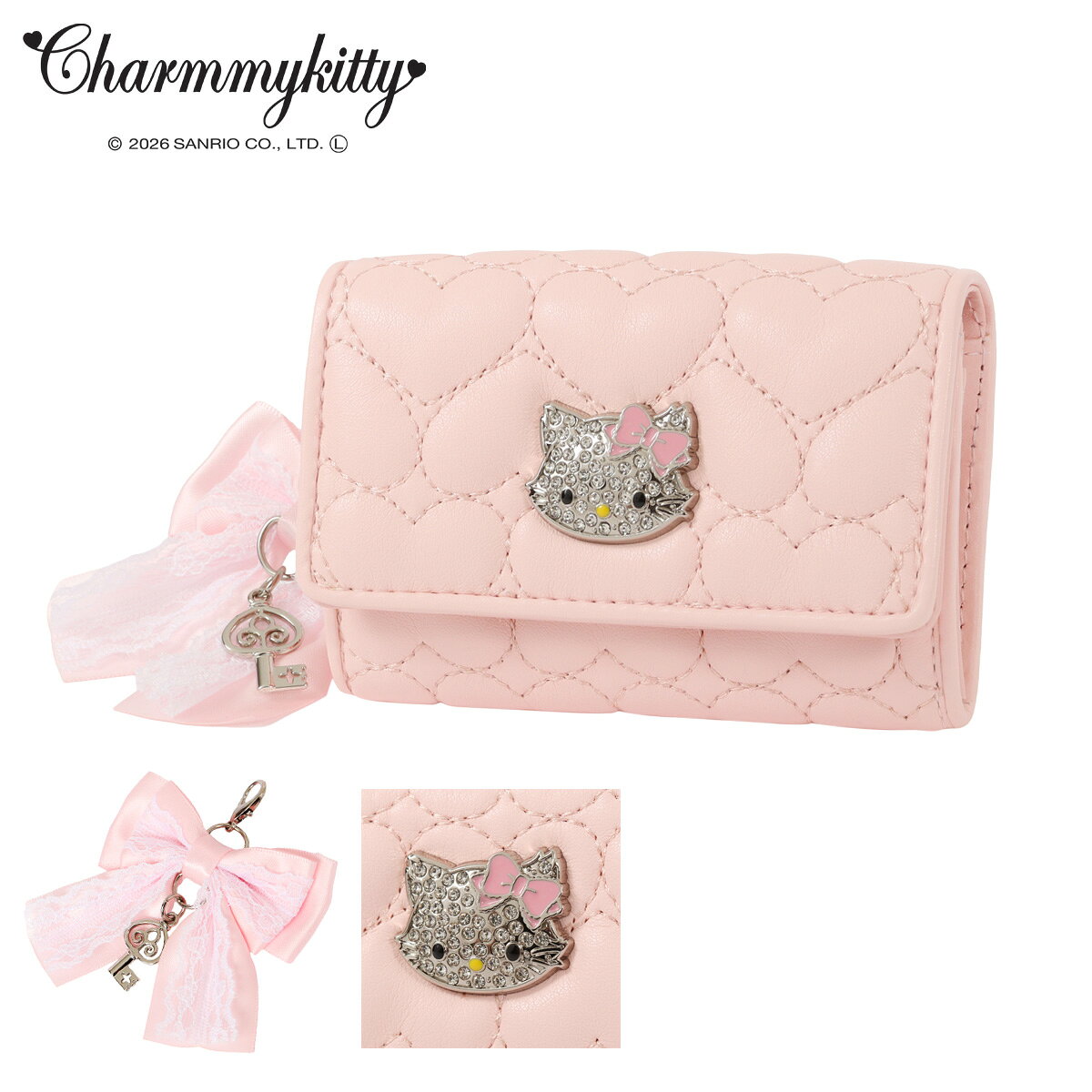 チャーミーキティ 名刺入れ ハート キルティング レディース CY-W403 Charmmykitty ラインストーン ハート リボン カードケース[即日発送]