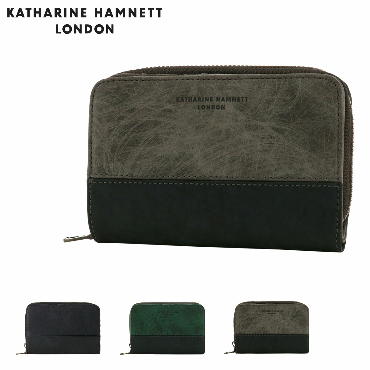 キャサリンハムネット 二つ折り財布 本革 メンズ 490-50601 SCRUB スクラッチ KATHARINE HAMNETT ラウ..