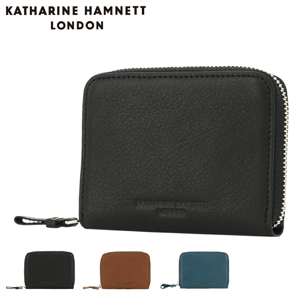 キャサリンハムネット 財布 小銭入れ ラウンドファスナー メンズ 490-57000 KATHARINE HAMNETT | コインケース 牛革 本革 レザー[DL10]